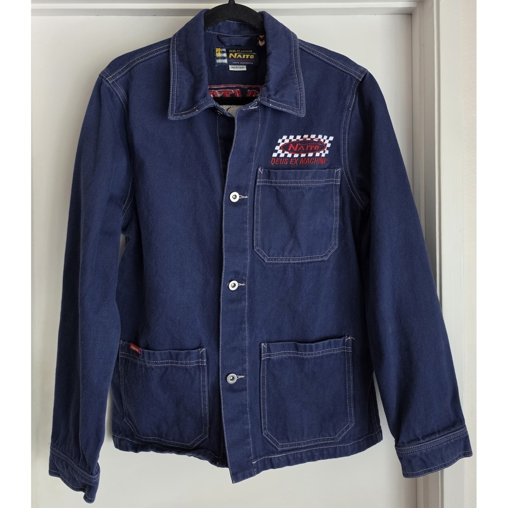 Deus Ex Machina Cotton Jacket Men's M Blue Long Sleeve Workwear Coat Chore